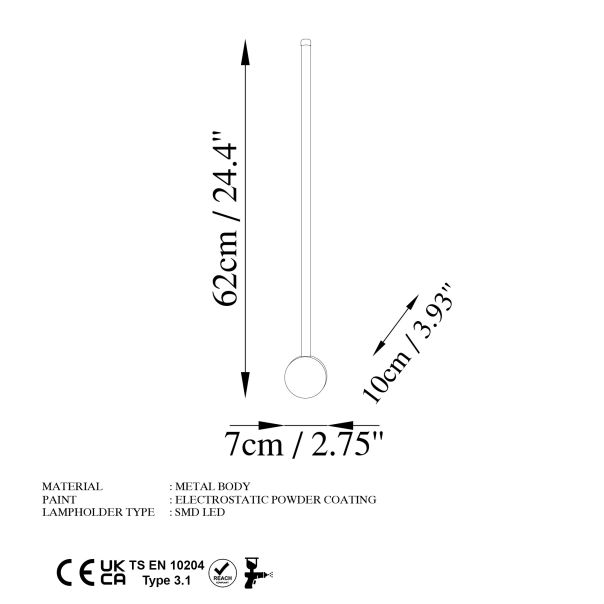 OPVIQ Zidna LED lampa Sword 13482, bela - EP3007758