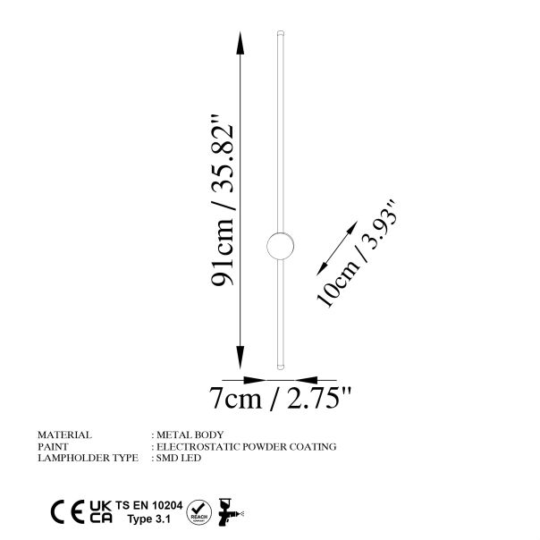 OPVIQ LED zidna lampa Sword 13484, crna - EP3007764