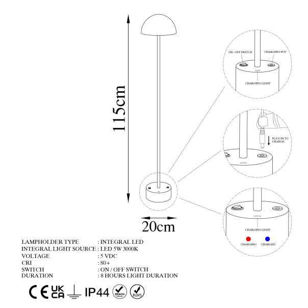 OPVIQ Podna lampa Sept 13378, bela - EP3007806