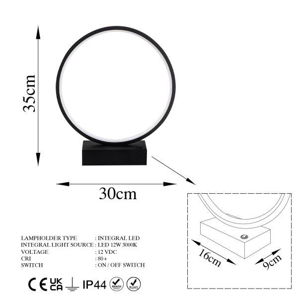 OPVIQ Okrugla LED stona lampa Halka 13307, crna - EP3007827