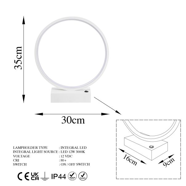 OPVIQ Okrugla LED stona lampa Halka 13308, bela - EP3007830