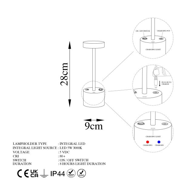 OPVIQ LED stona lampa Keyf 13394, srebrna - EP3007872