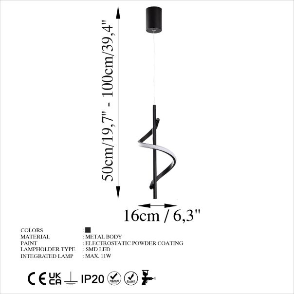 OPVIQ LED visilica Lıkma 13518, crna - EP3007911