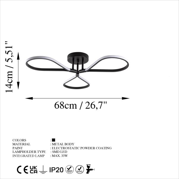 OPVIQ LED Luster Damla 13541, crna - EP3007923