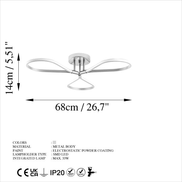 OPVIQ LED Luster Damla 13544, srebrna - EP3007929