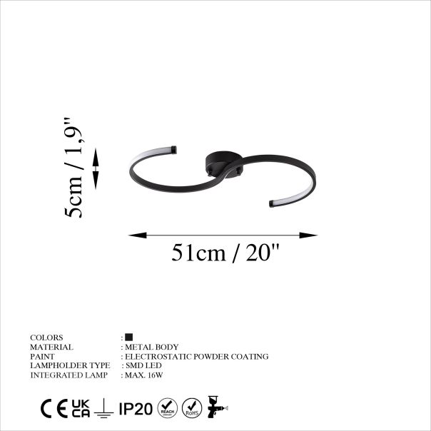 OPVIQ LED plafonjera Es 13583, crna - EP3007941