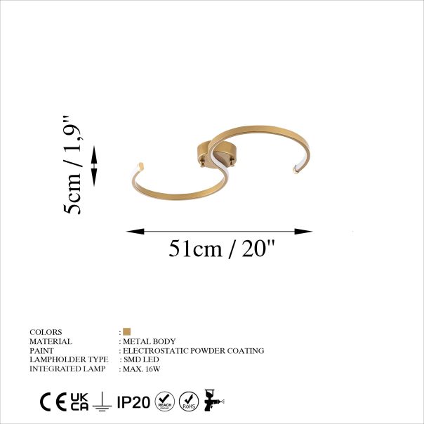 OPVIQ  LED plafonjera Es 13584, zlatna - EP3007944