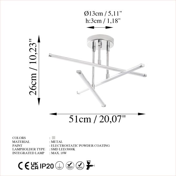 OPVIQ LED luster Ledflower 13652, srebrna - EP3007983