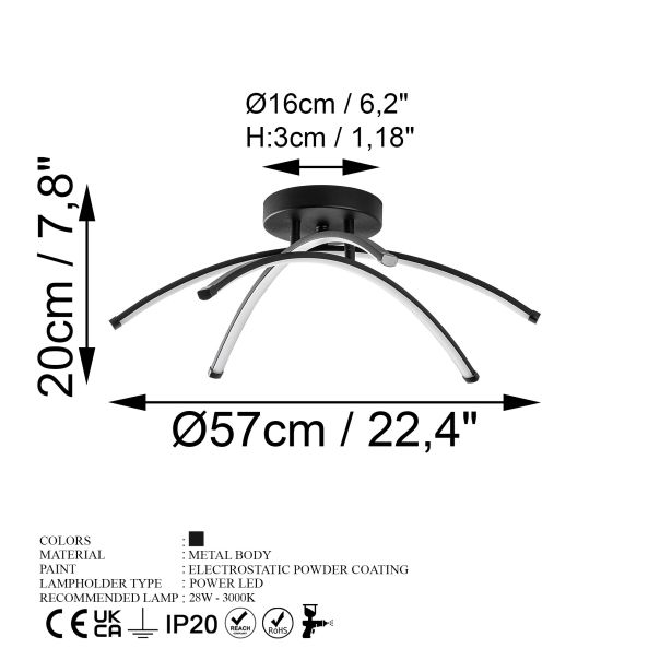 OPVIQ LED luster Ledbanana 13685, crna - EP3008032