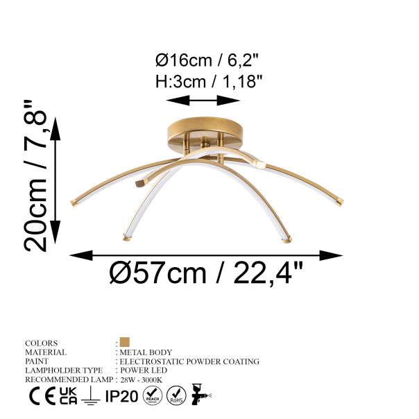 OPVIQ LED luster Ledbanana 13686, zlatna - EP3008035