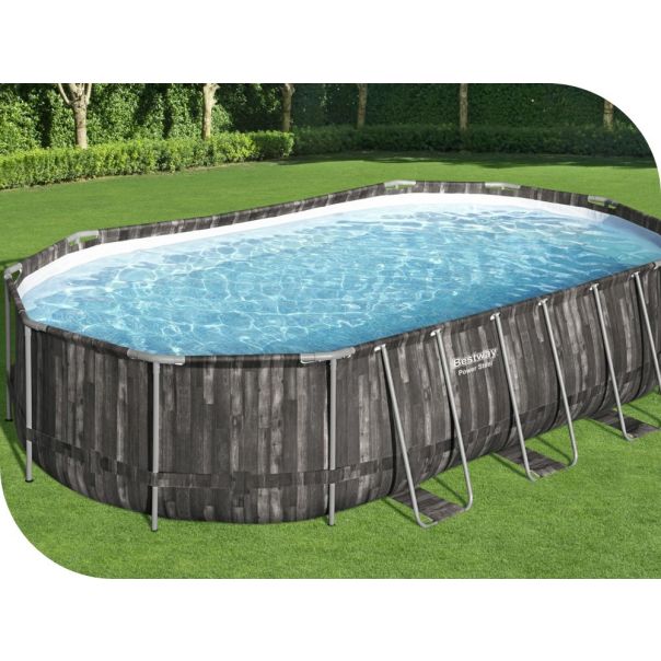 BESTWAY Ovalni bazen za metalnim okvirom, merdevinama i filter pumpom  610x366x122cm Power - 3962