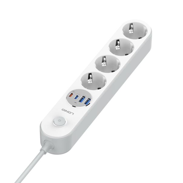 Produzni kabl LDNIO SE1-C 2500W EU, 4 uticnice 2xUSB 12W, 2xPD 20W beli 2m - EP2937076