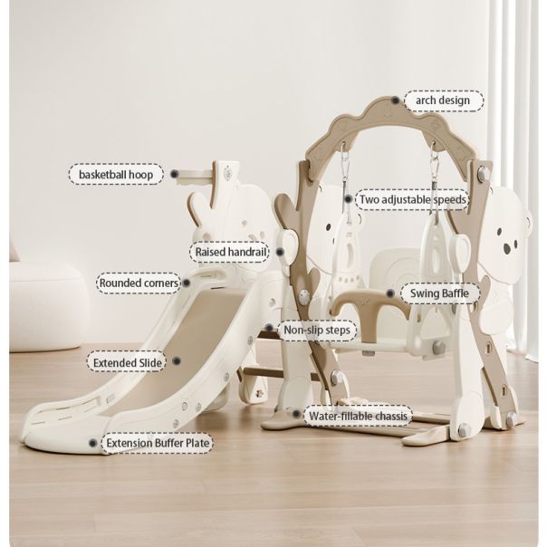 PREMIUM STIL Dečiji tobogan sa ljuljaškom i košem „Meda“ - 12022-1