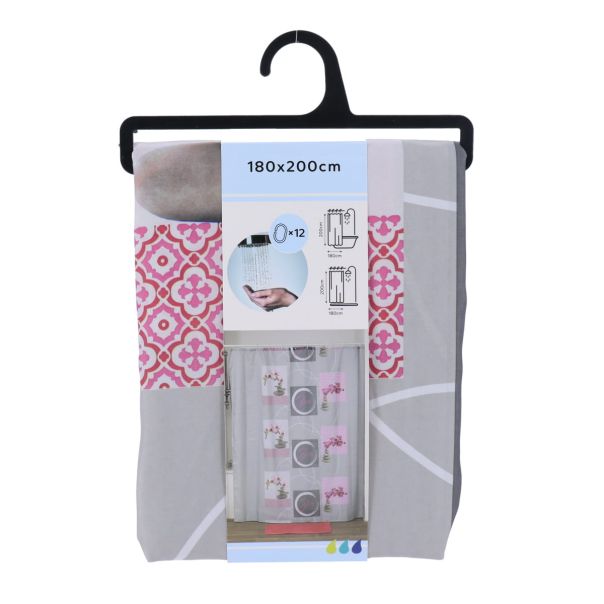 TENDANCE Zavesa za kadu sa 12 kukica 180x200cm Naia - 1205684