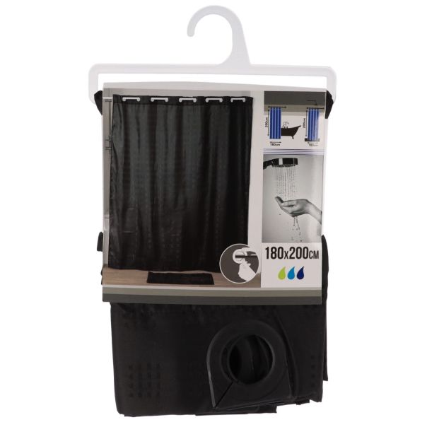 TENDANCE Zavesa za kadu 180x200cm, crna - 1207103