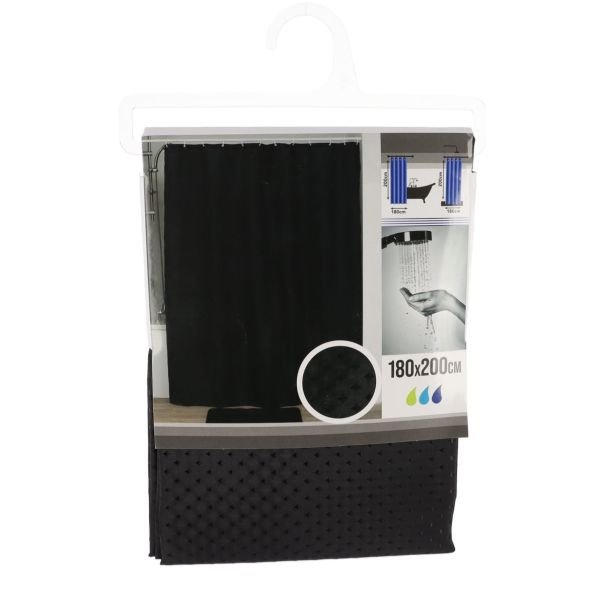 TENDANCE Zavesa za kadu 180x200cm Diamonds, crna - 1211103