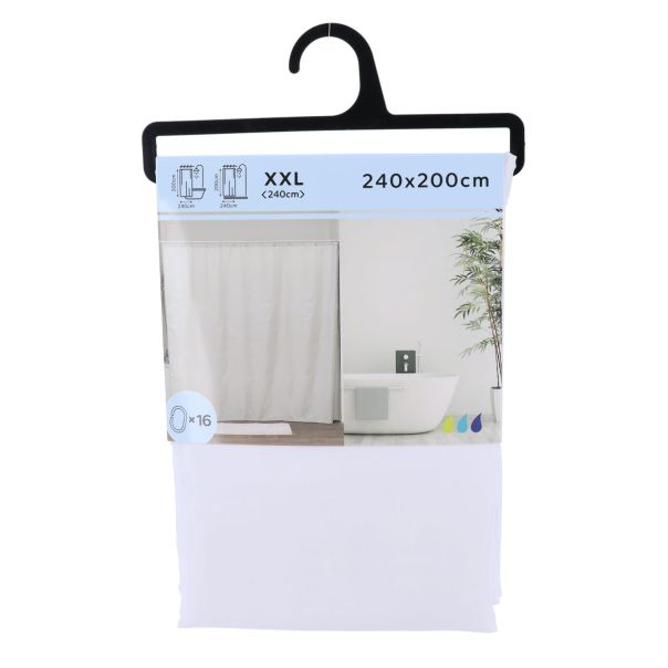 TENDANCE Zavesa za kadu sa 16 kukica 240x200cm, bela - 1214100