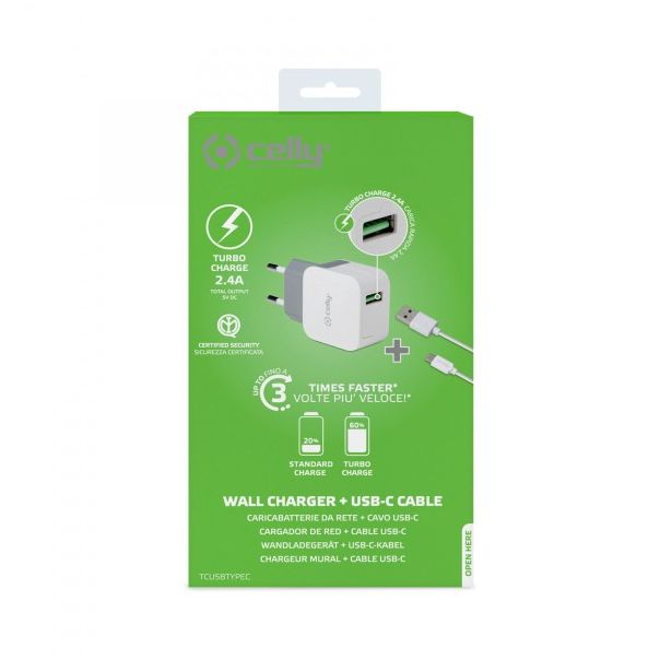 CELLY Turbo kućni punjač sa TYPE-C kablom - TCUSBTYPEC