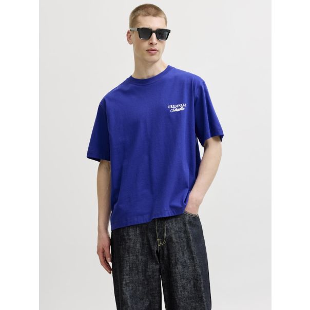 JACK & JONES Muška plava majica rebro - EP3081015