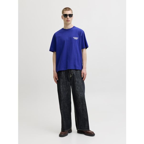JACK & JONES Muška plava majica rebro - EP3081015