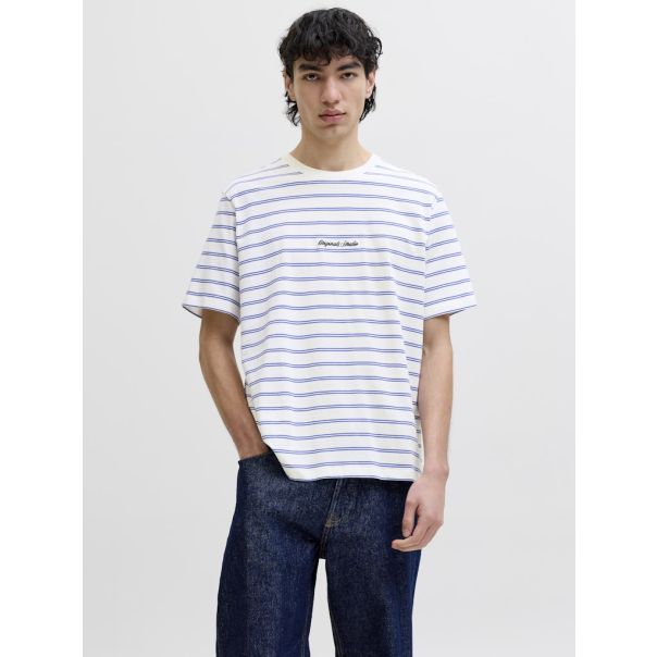 JACK & JONES Muška bela majica rebro - EP3080943