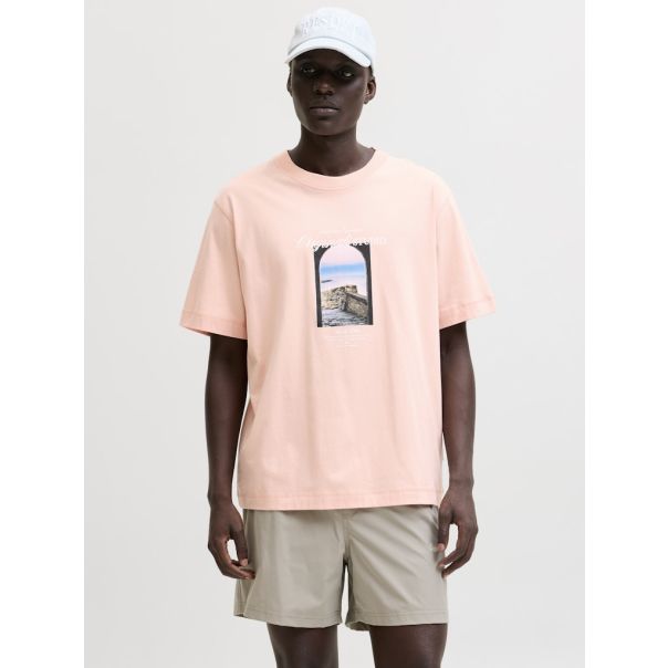 JACK & JONES Muška narandžasta majica rebro - EP3080988