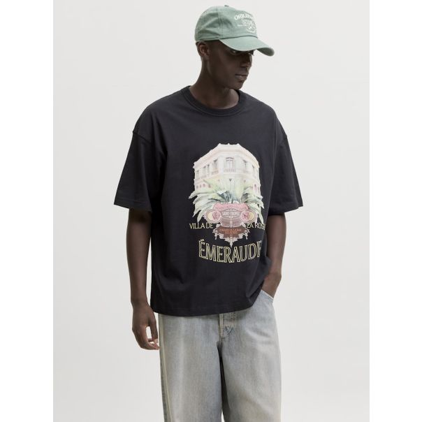 JACK & JONES Muška crna majica menton - EP3080997