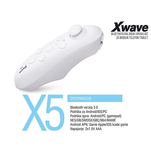 XWAVE Daljinski upravljač za VR naočare X5, bela - 023360