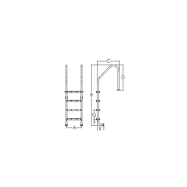 FF Merdevine Standard 3 stepenika AISI 304 gum step - EKO - 12359-1