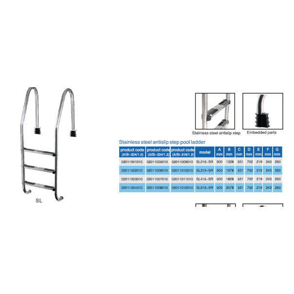 FF Merdevine Standard 3 stepenika AISI 304 gum step - EKO - 12359-1