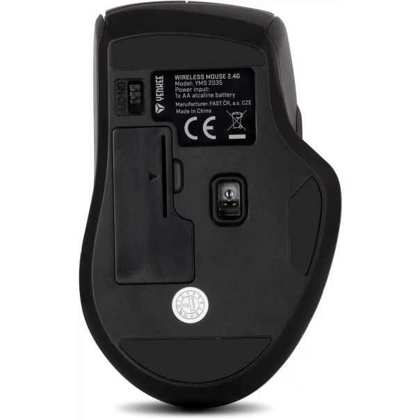 Bežični tihi miš Yenkee YMS 2035 Crni ergonomski dizajn - EP2227306