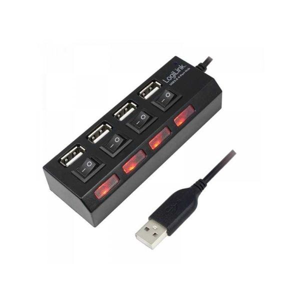 LOGILINK USB 2.0 HUB, 4-port, On/Off, crni - 128565