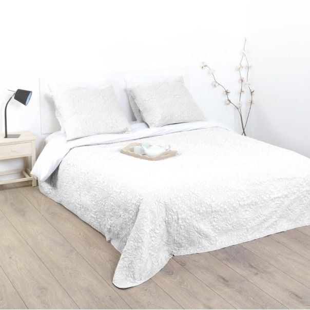 ATMOSPHERA Prekrivač 260x240cm sa dve jastučnice 60x60cm poliester bela - 131644A