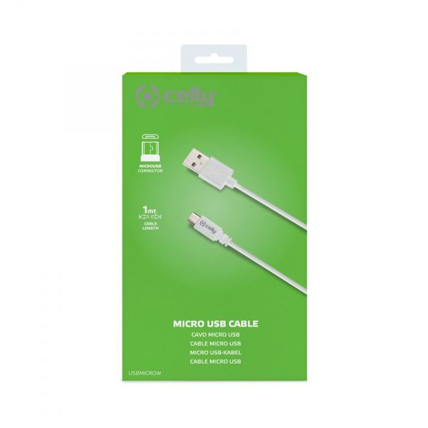 CELLY Kabl USB na Micro USB, bela - USBMICROW