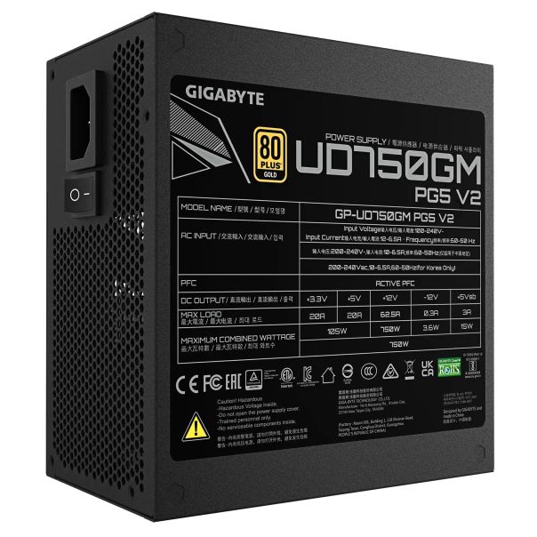 Napajanje 750W Gigabyte GP-UD750GM PG5 V2 Gold- modularno - GP-UD750GM PG5 V2