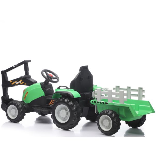PREMIUM STIL Traktor sa prikolicom i pokretnom kašikom Zeleni - EP3084150