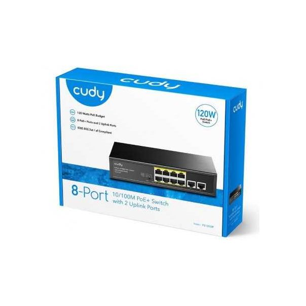 CUDY PoE+ Switch FS1010P 8-Port 10/100M, 4KV metalno kućište (Alt.PFS3009-8ET-96) - 137171