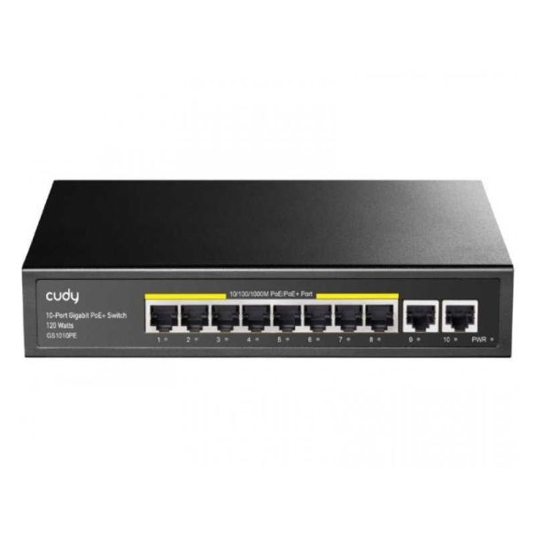 CUDY PoE+ Switch GS1010PE 8-Port Gbit, sa 2 Gbit Uplink Ports 120W, metalno kućište - 137179