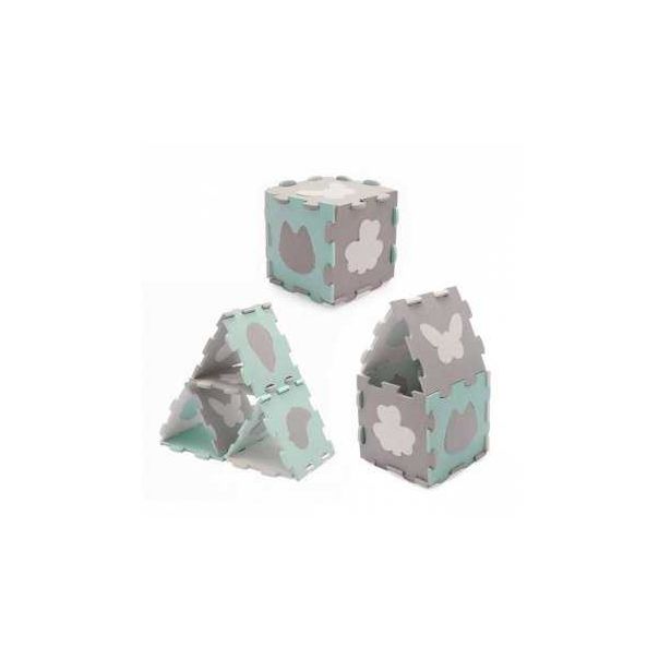 KINDERKRAFT Podne puzzle 3D Luno shapes, mint/siva - 138923-1