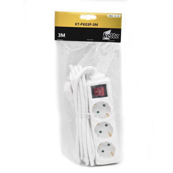KETTZ Produžni kabl, KT-PK03P, 3m, bela - 14-101