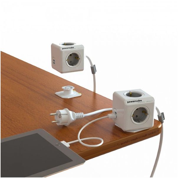 ALLOCACOC DESIGNNEST PowerCube Extender produžni kabl sa 4 utičnice 1402RD/DEEUPC, crveni - 1402RD-DEEUPC