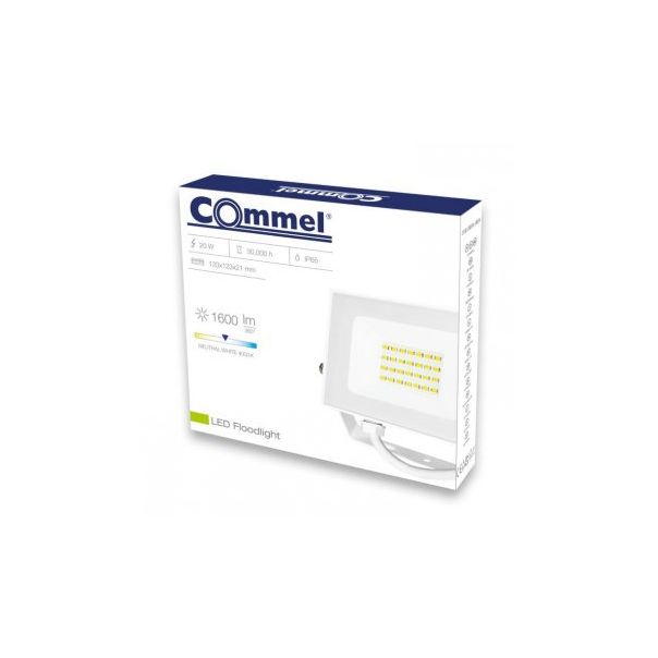 COMMEL LED Reflektor Senzor 20W 4000K, 1600lm 30kh, Beli C307-129 - 141153