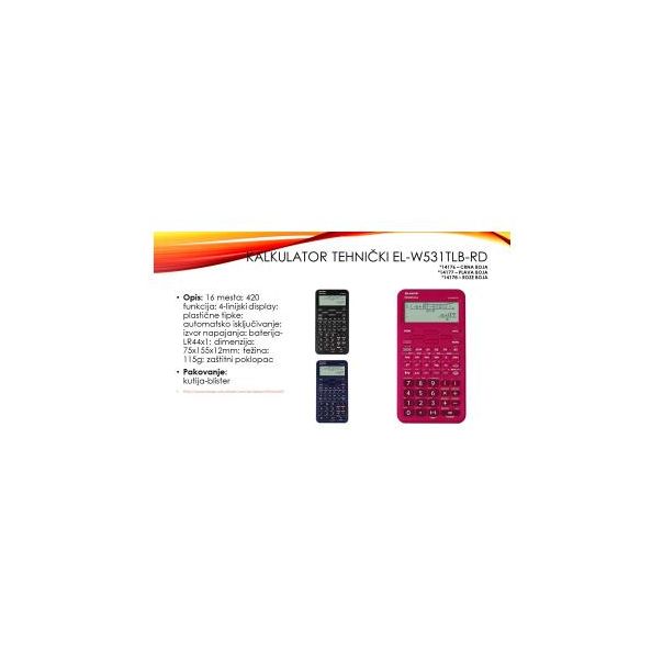 SHARP Kalkulator tehnički 16mesta 420 funkcija EL-W531TLB-BK crni blister - 14176