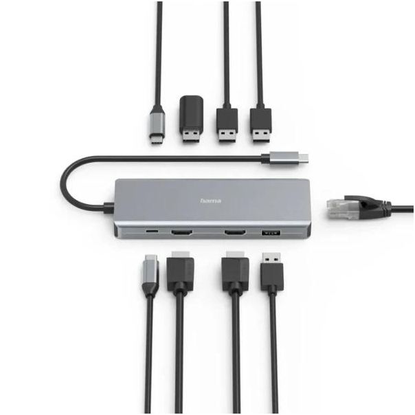 USB Hub 9 porta Hama/2 x HDMI/USB-A/USB-/ LAN/RJ-45 - EP3111194