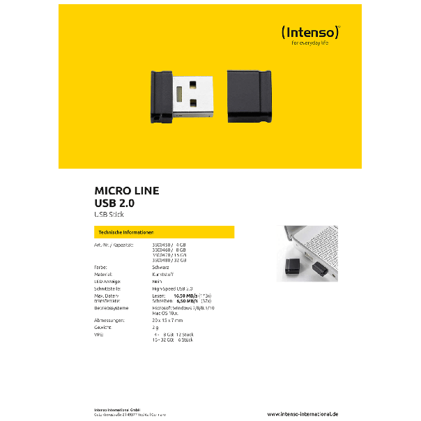 (Intenso) USB Flash drive 32GB Hi-Speed USB 2.0, Micro Line - ML32 - EP2952478