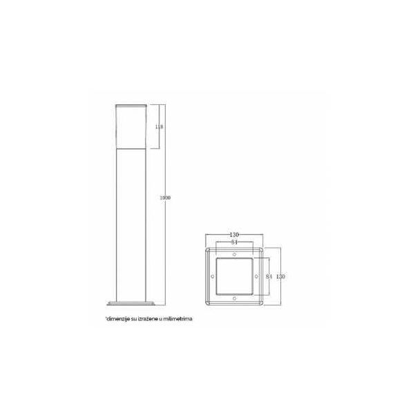 BB LINK Svetiljka JM-4607-1000 stubna 1*E27 IP65 ANTRACIT - 146208
