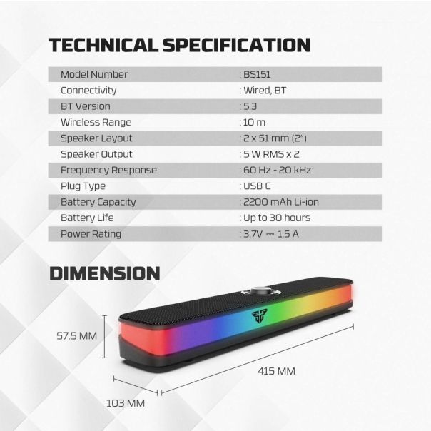 Bluetooth zvučnik Fantech BS151 GROOVE BAR PRO crni - 220826