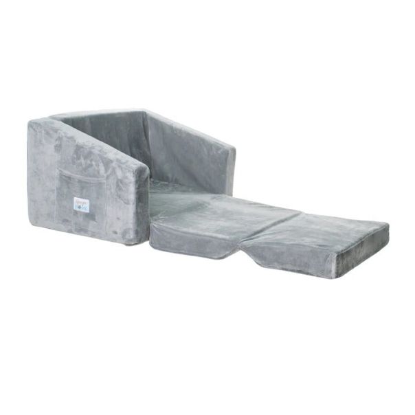 KINDER HOME Plišana dečija sofa-krevet 2u1 siva - 15047-1-1