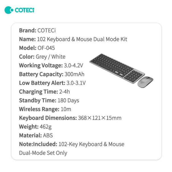 Combo mis i tastatura Coteci 102 siva - 224060