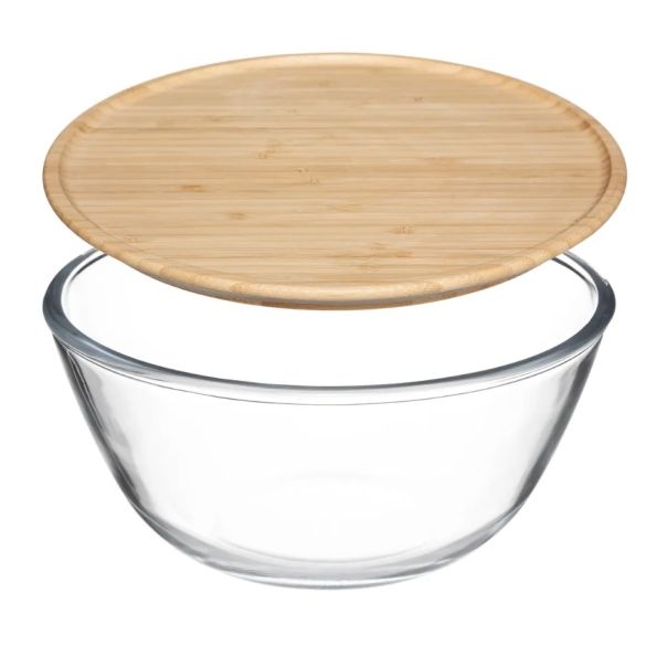 FIVE Činija za salatu sa poklopcem 2.5L, staklo/babus - 151462